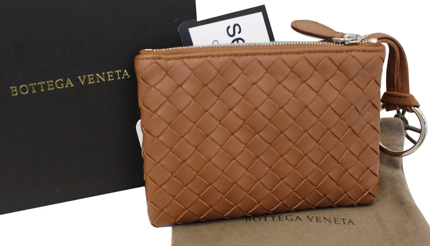 BOTTEGA VENETA Intrecciato Nappa Key Case Brown Leather