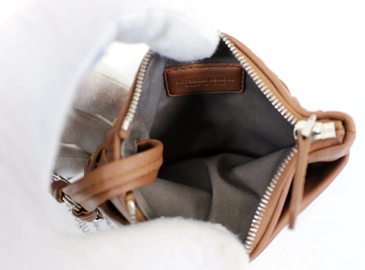 BOTTEGA VENETA Intrecciato Nappa Key Case Brown Leather