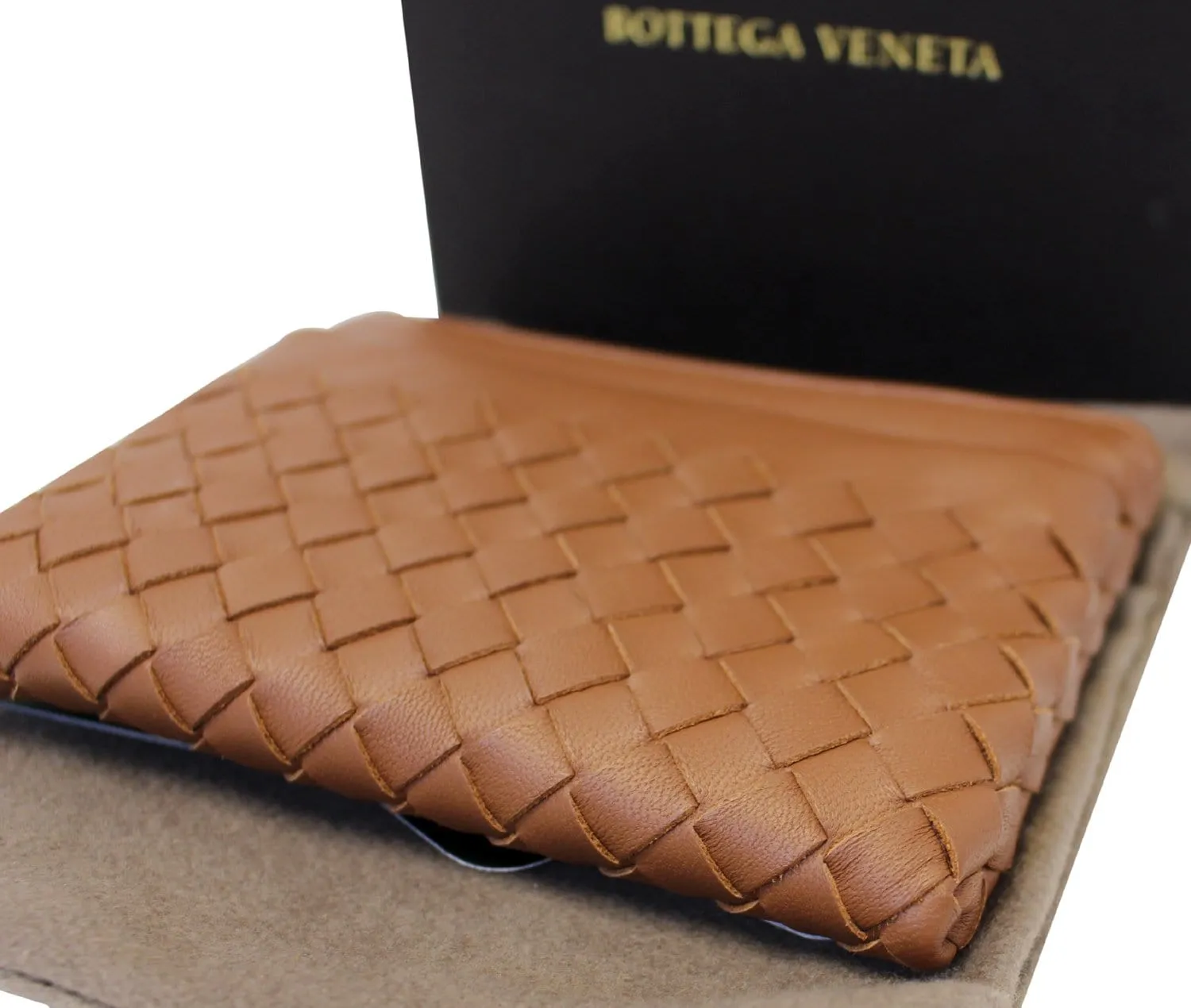BOTTEGA VENETA Intrecciato Nappa Key Case Brown Leather