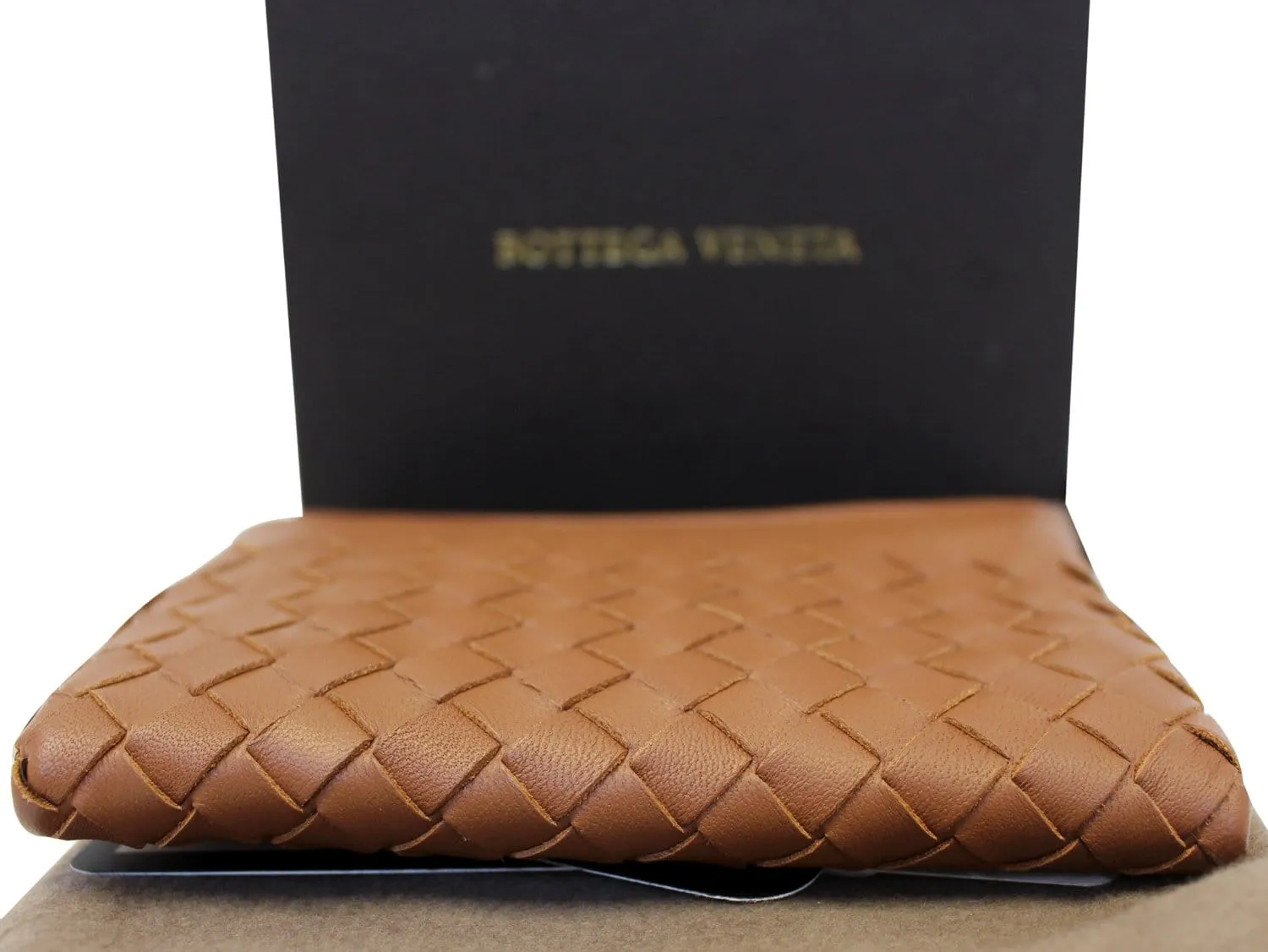 BOTTEGA VENETA Intrecciato Nappa Key Case Brown Leather