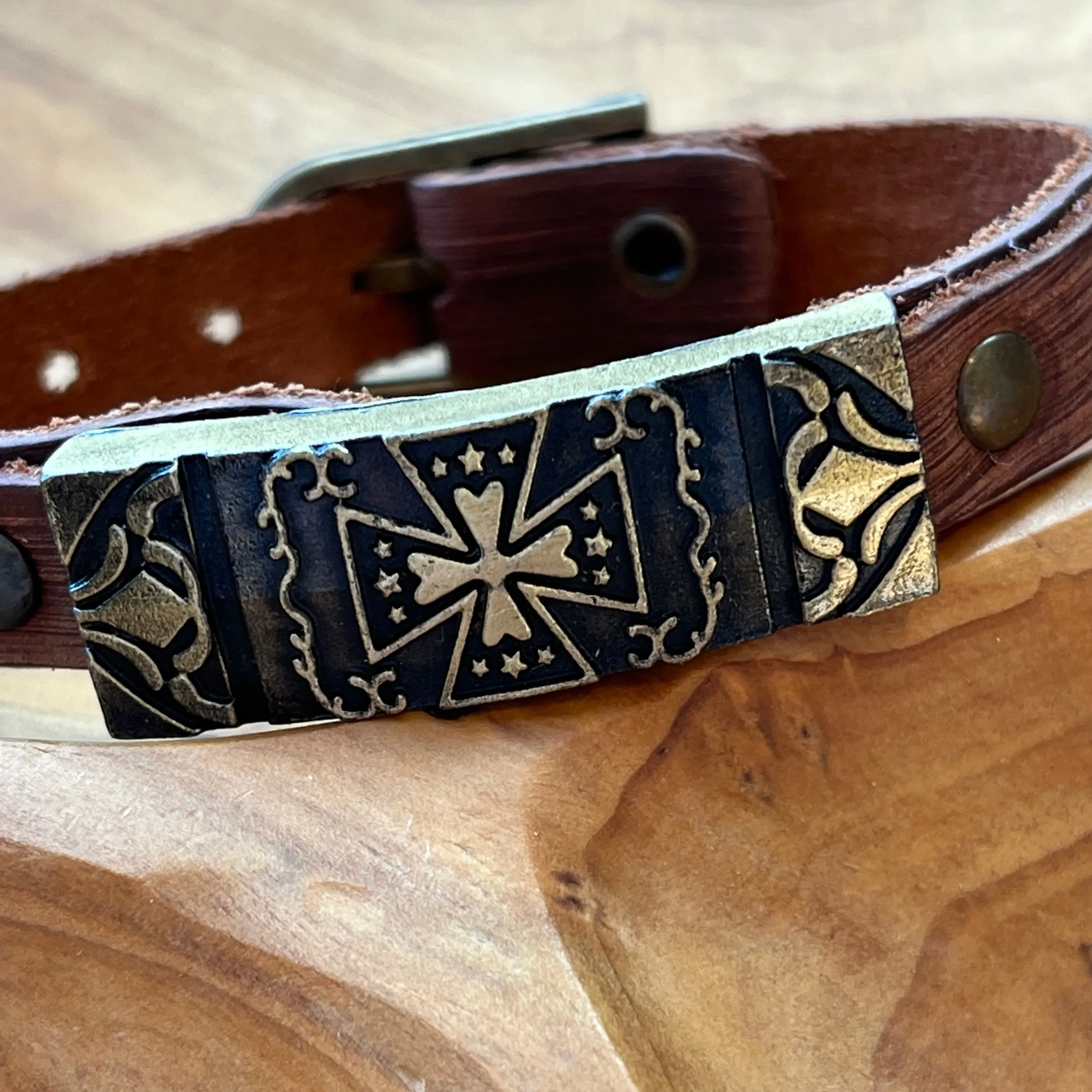 Brown Leather Cross Essential Oil Bracelet - Unisex