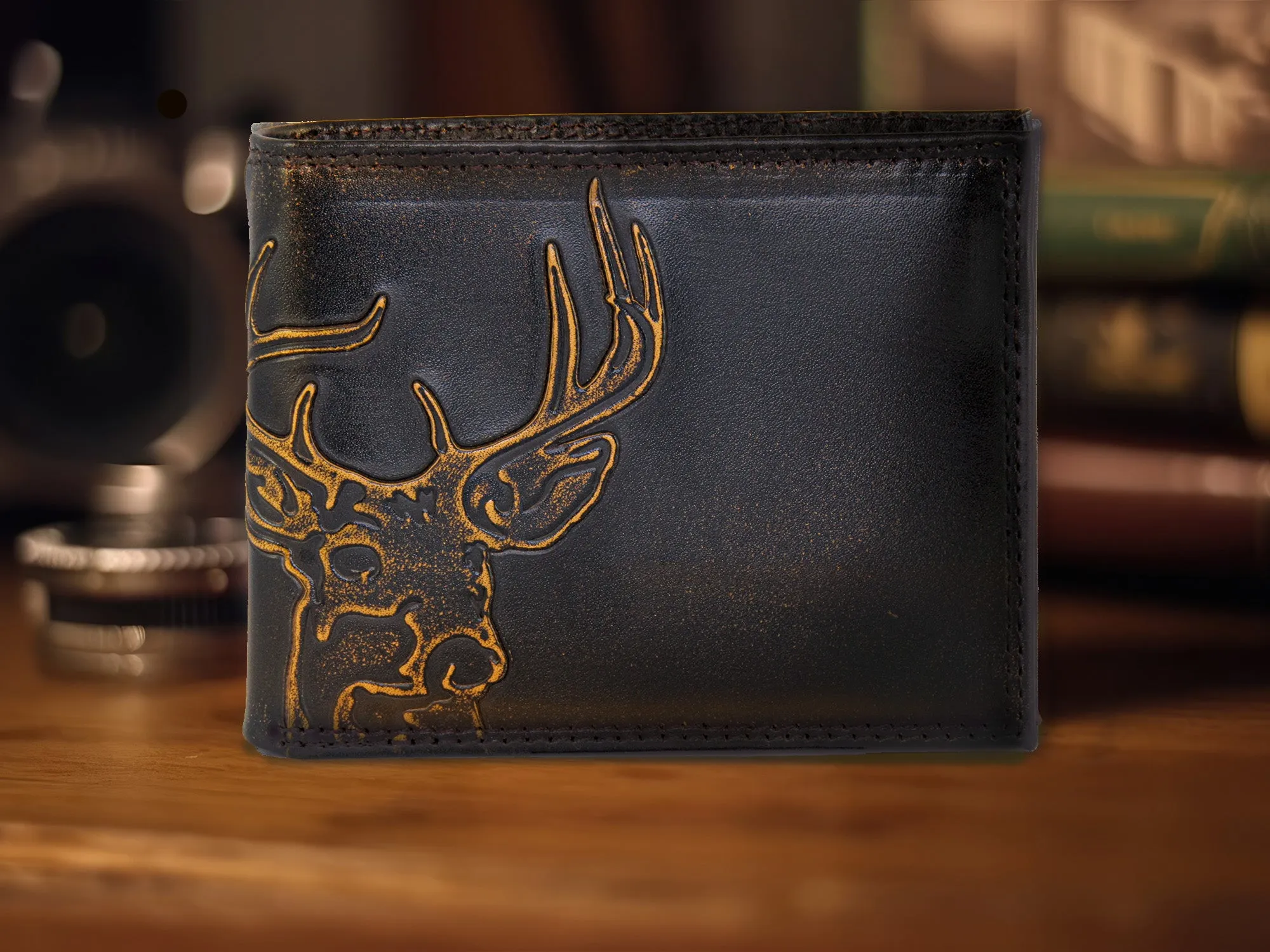 Buck Burnished Leather Bifold Wallet
