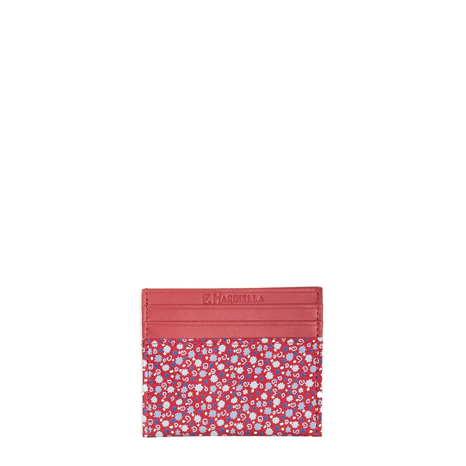 BURGUNDY LEATHER AND SILK CREDIT CARD HOLDER