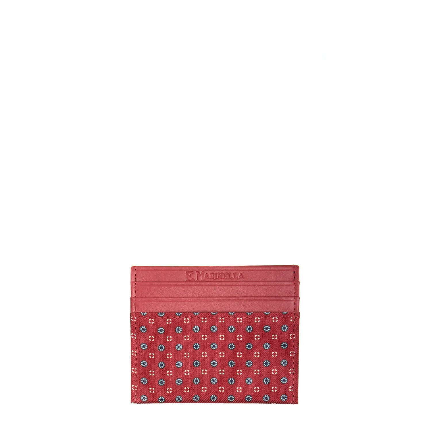 BURGUNDY LEATHER AND SILK CREDIT CARD HOLDER