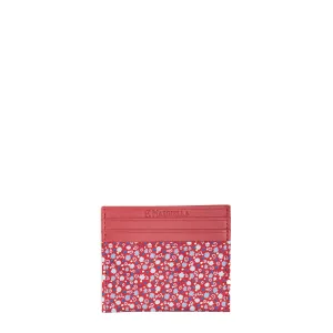 BURGUNDY LEATHER AND SILK CREDIT CARD HOLDER