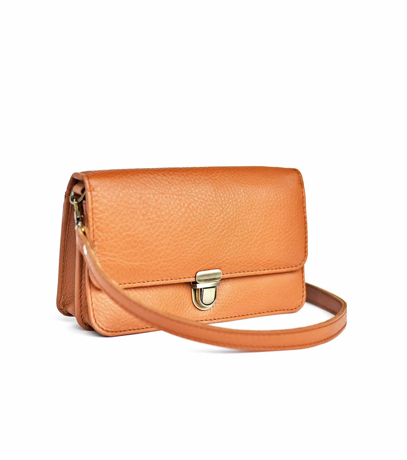 Caramel crossbody wallet