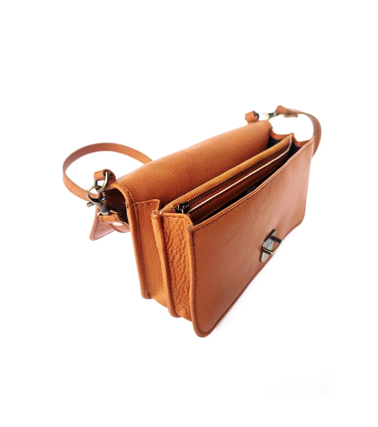 Caramel crossbody wallet