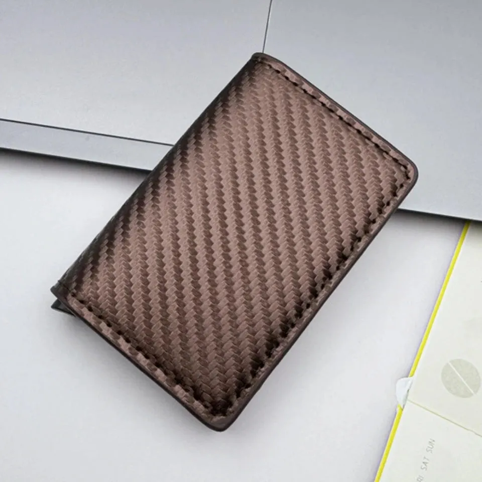 Carbon Fiber Credit Card Holder Wallet Men Rfid Smart Meral Thin Slim Pop Up Minimalist Wallet Small Black