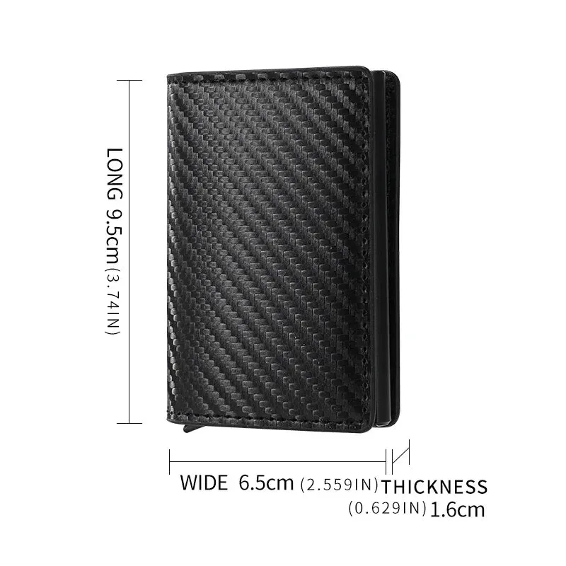 Carbon Fiber Credit Card Holder Wallet Men Rfid Smart Meral Thin Slim Pop Up Minimalist Wallet Small Black