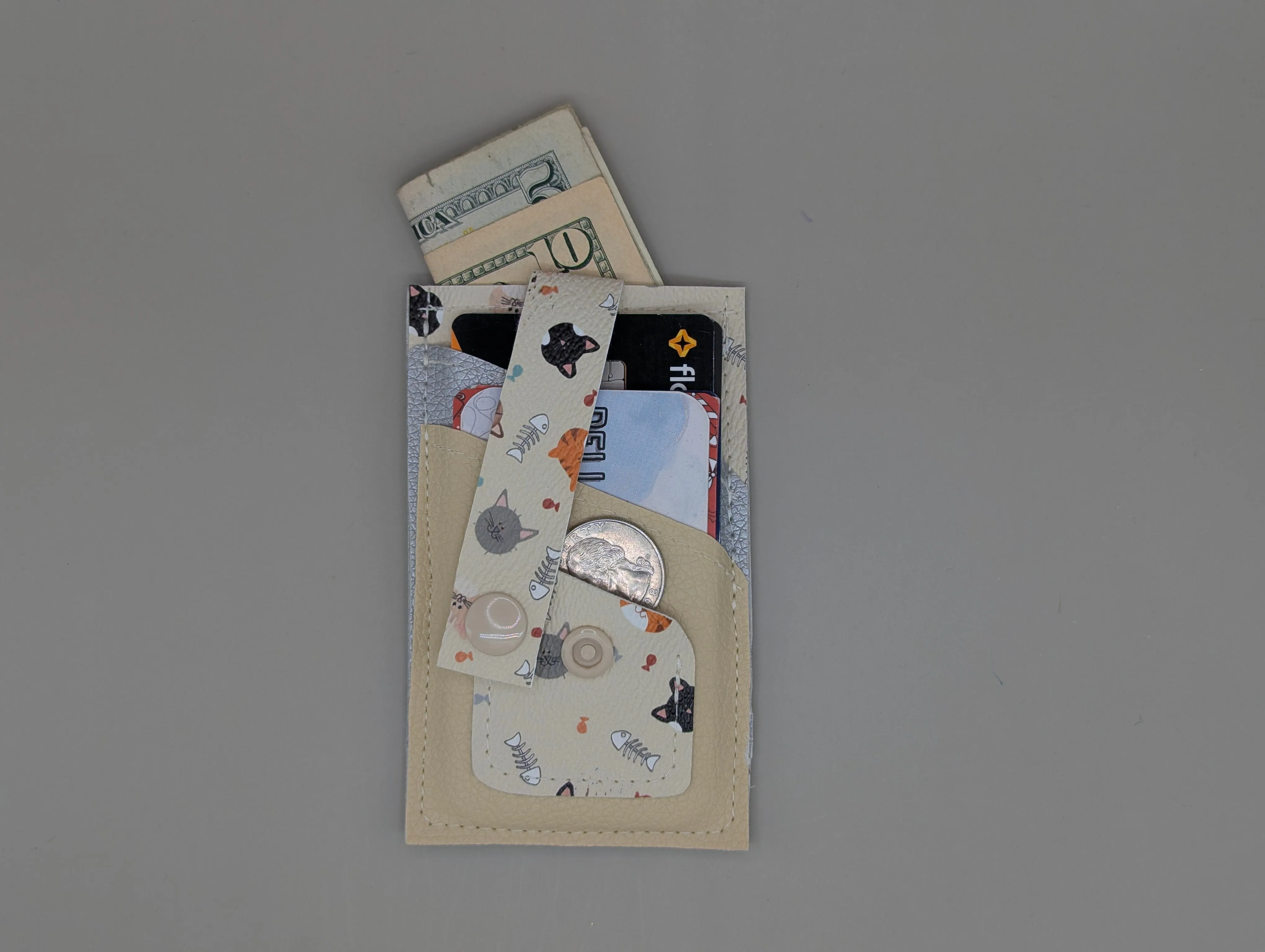 Card wallet /w coin pocket-Kitty Faces