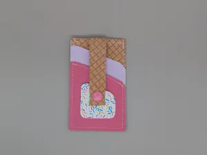 Card wallet /w coin pocket- Pink sprinkle cone