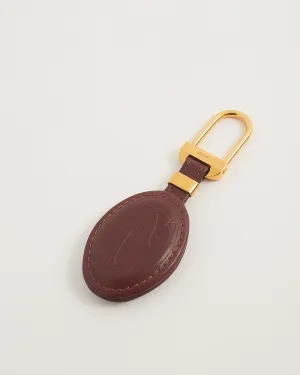 Cartier Burgundy Leather Logo Key Chain