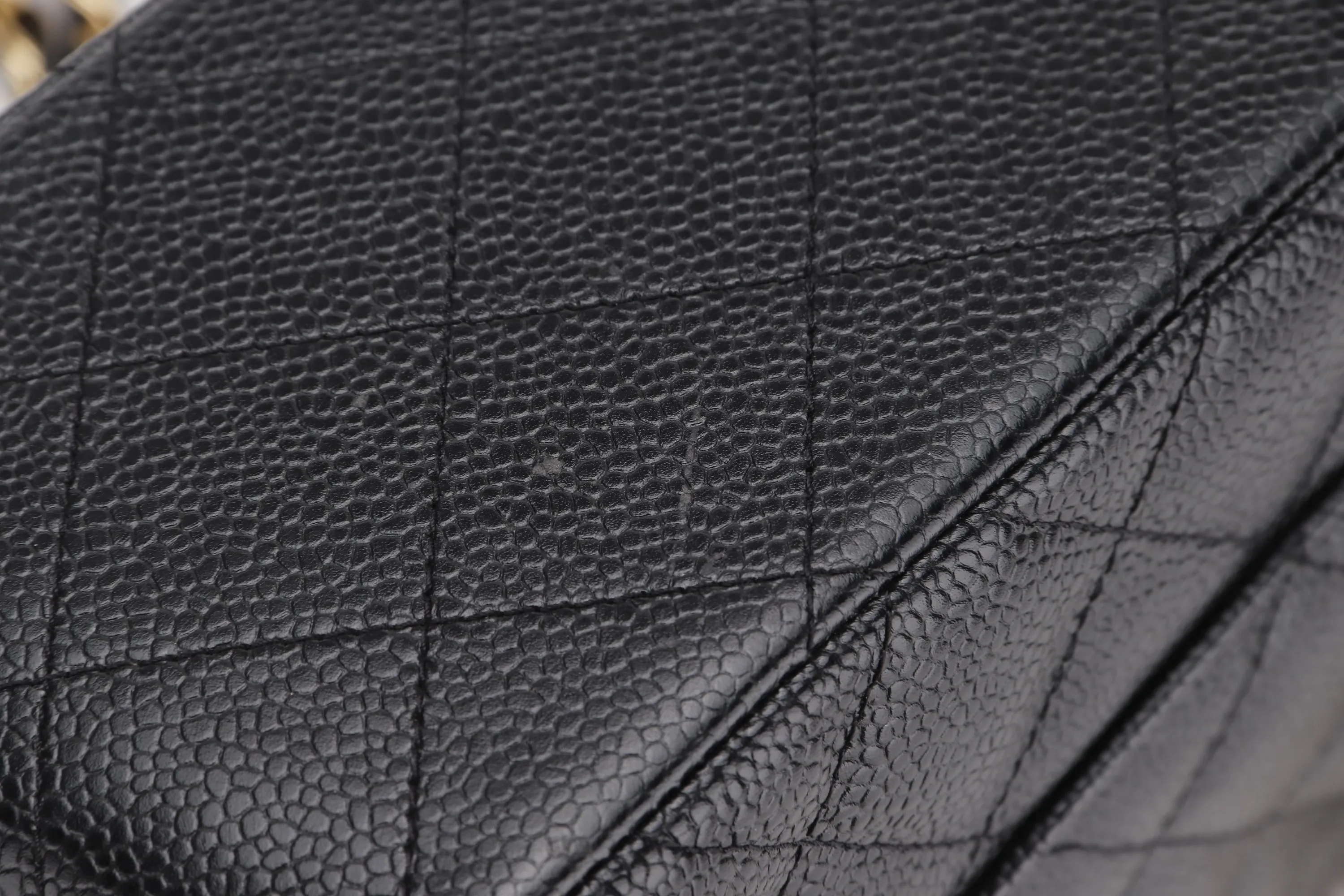 CHANEL DOUBLE FLAP BAG (1980xxxx) JUMBO BLACK CAVIAR LEATHER GOLD HARDWARE, NO CARD & DUST COVER