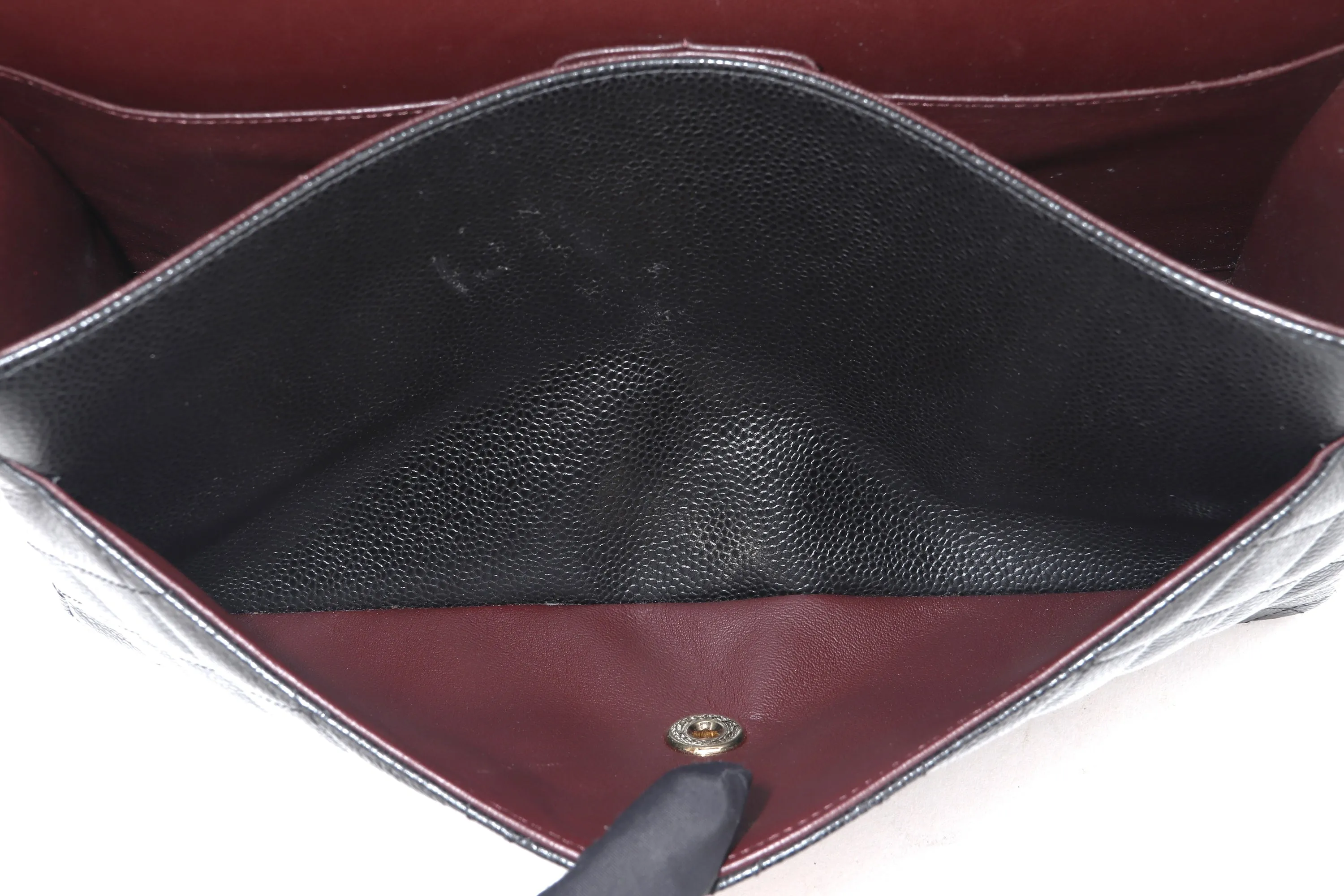 CHANEL DOUBLE FLAP BAG (1980xxxx) JUMBO BLACK CAVIAR LEATHER GOLD HARDWARE, NO CARD & DUST COVER