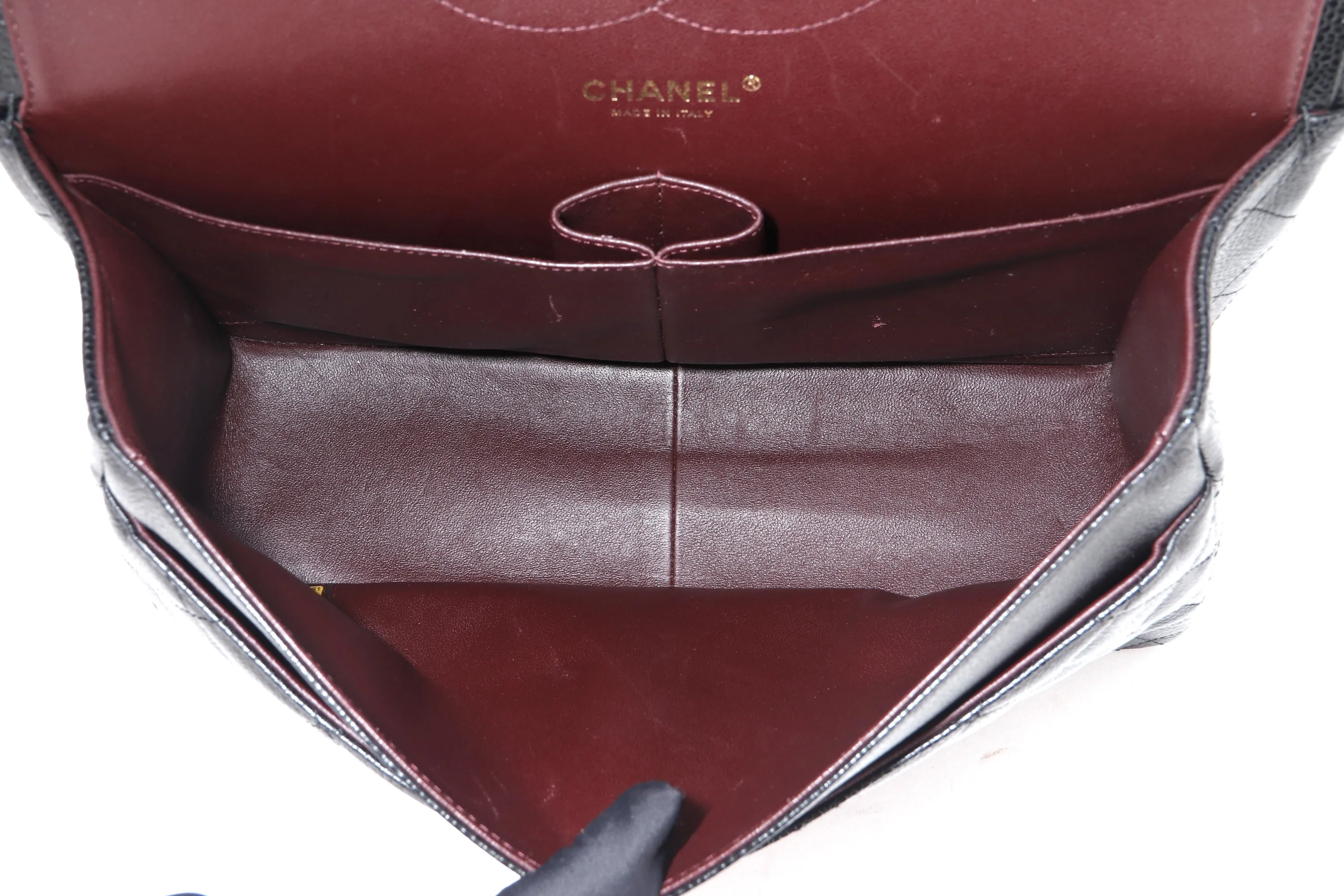 CHANEL DOUBLE FLAP BAG (1980xxxx) JUMBO BLACK CAVIAR LEATHER GOLD HARDWARE, NO CARD & DUST COVER
