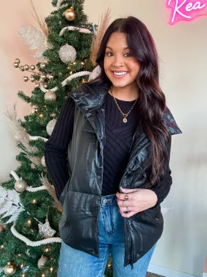 CHEERS TO YOU LEATHER VEST-BLACK