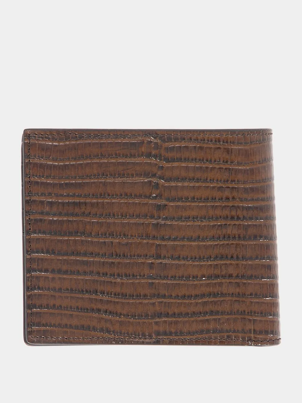 Chocolate Brown Crocodile-Embossed Cardholder