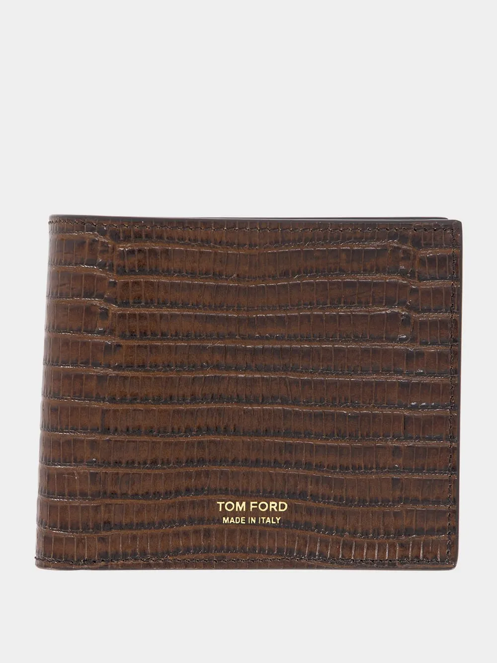 Chocolate Brown Crocodile-Embossed Cardholder