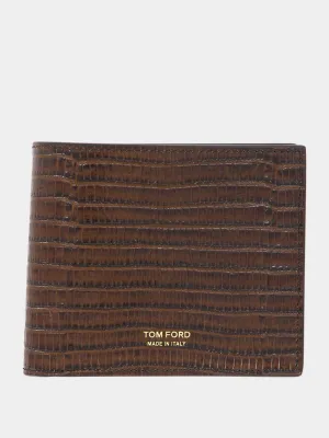 Chocolate Brown Crocodile-Embossed Cardholder