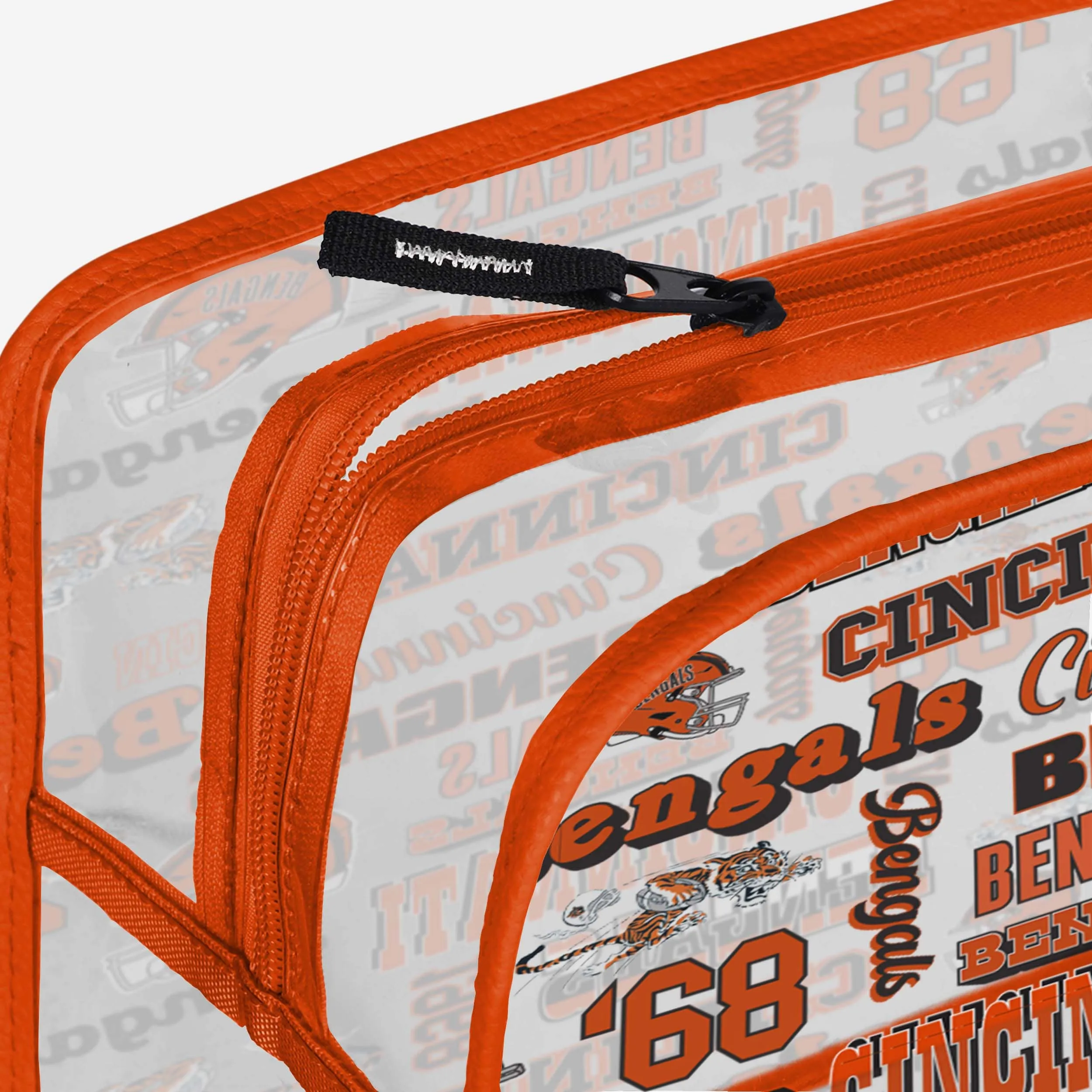 Cincinnati Bengals Repeat Retro Print Clear Cosmetic Bag