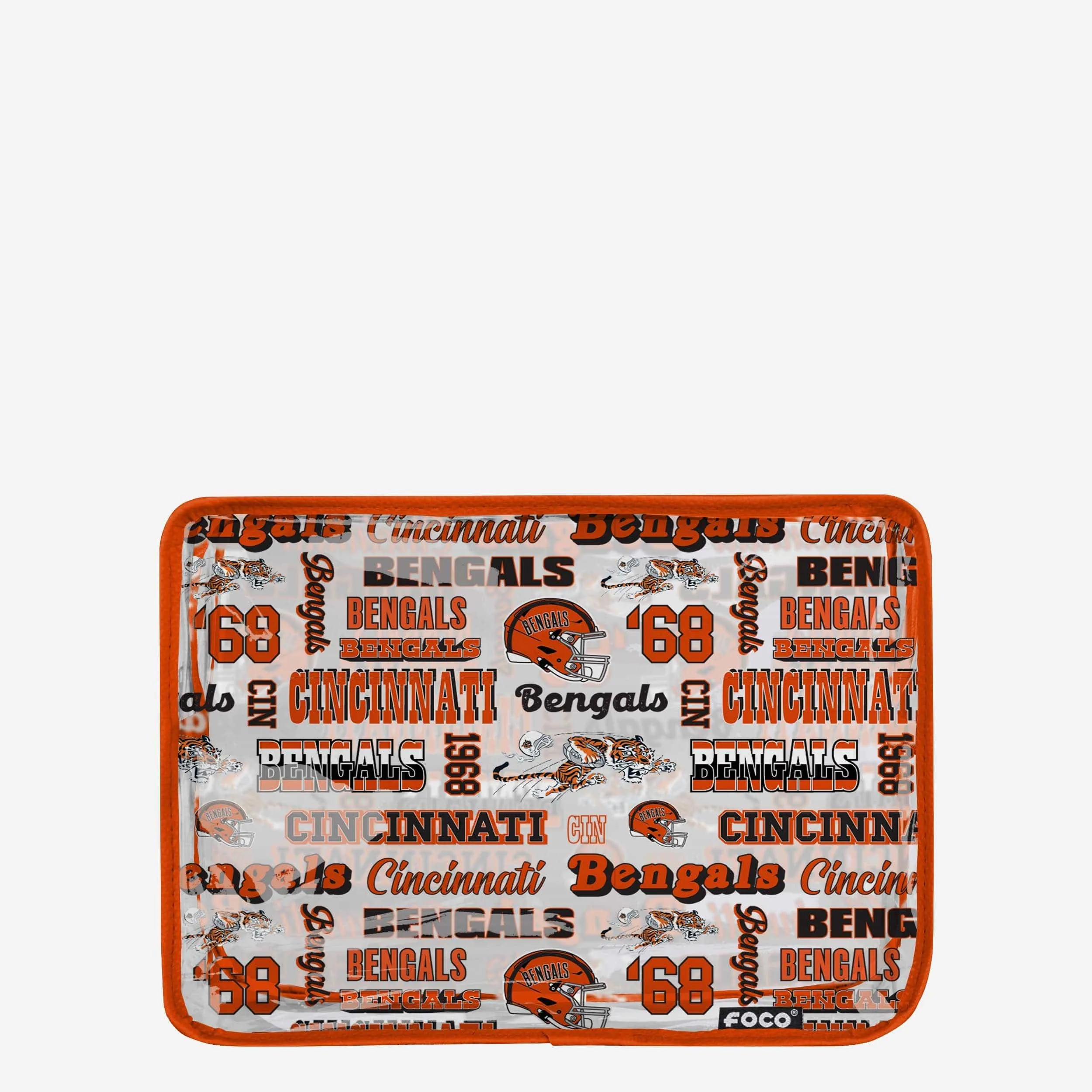 Cincinnati Bengals Repeat Retro Print Clear Cosmetic Bag