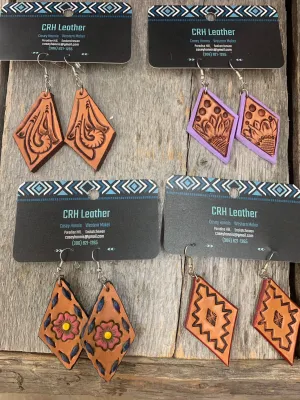CLCRH-EARRINGS Handmade Wild Rags By CRH Leather