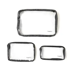 Clear Travel Pouches 3 Piece Set Cosmetic Toiletry Bags