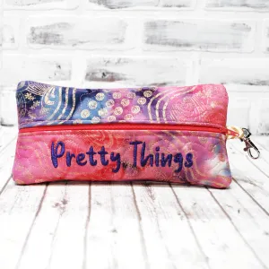 CLEARANCE Batik Pink Gold Quilted Pouch