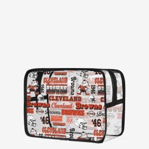 Cleveland Browns Repeat Retro Print Clear Cosmetic Bag