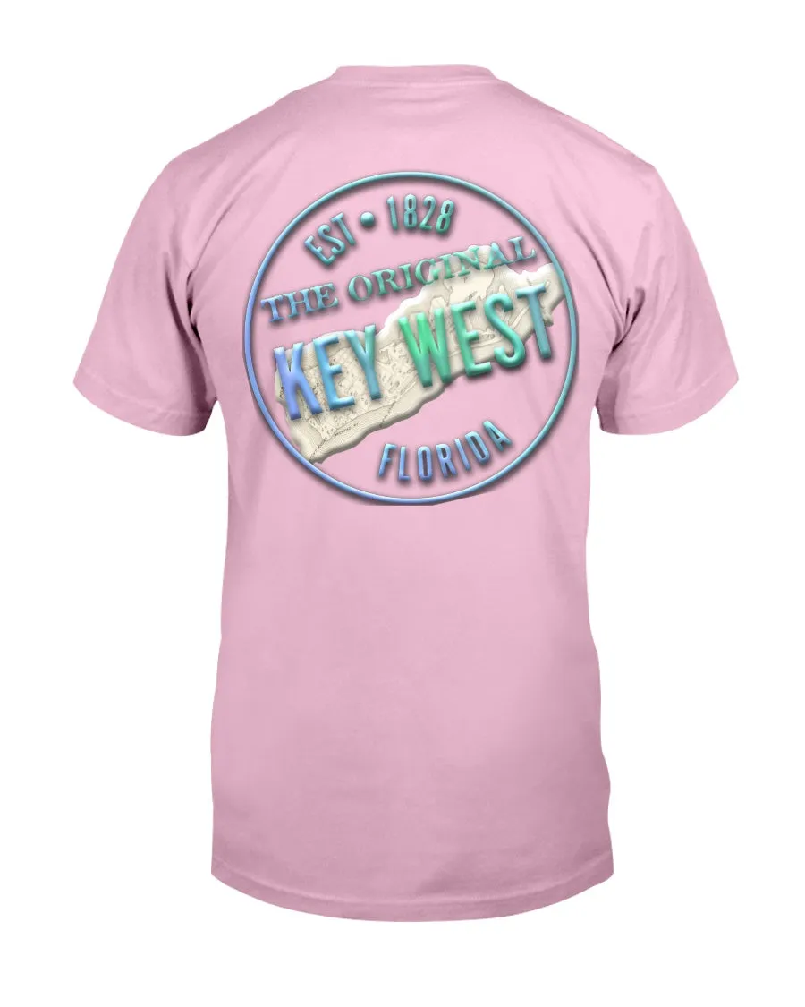 Crooked Key West Premium Ringspun T-Shirt Back Print Vintage 1828 Map