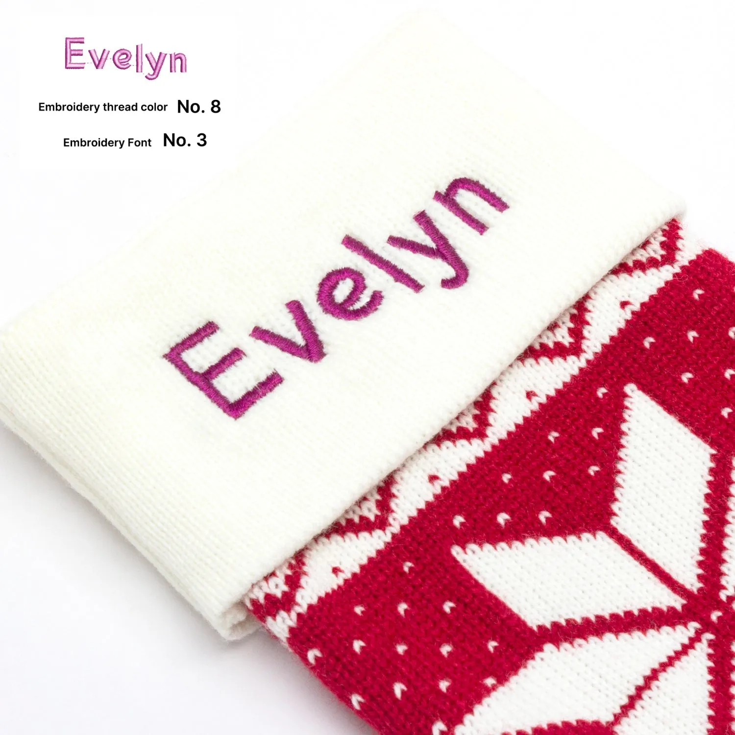 Custom Long Knitted Embroidered Christmas Stocking