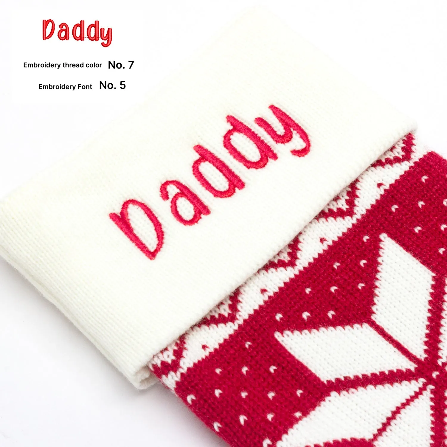 Custom Long Knitted Embroidered Christmas Stocking