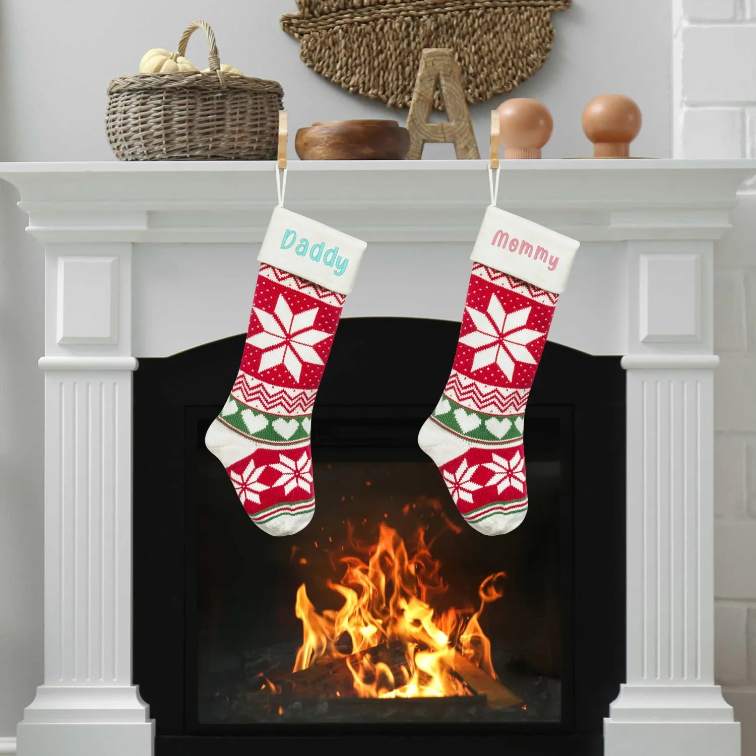 Custom Long Knitted Embroidered Christmas Stocking