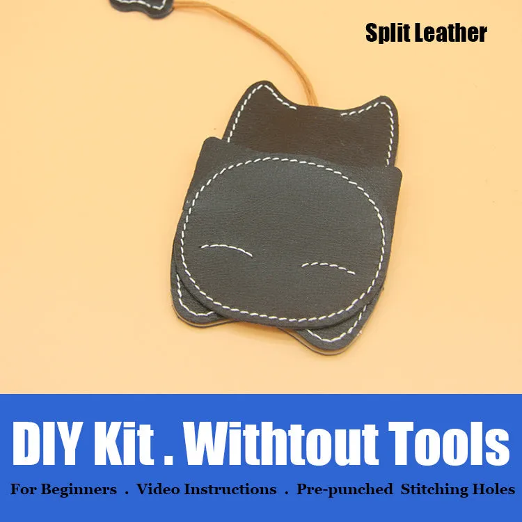 Cute DIY Leather Key Holder Kit DIY Eco Leather Project DIY Green Leather Womens KeyChain DIY Leather KeyRing Kit