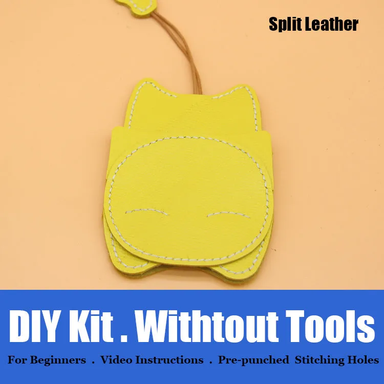 Cute DIY Leather Key Holder Kit DIY Eco Leather Project DIY Green Leather Womens KeyChain DIY Leather KeyRing Kit