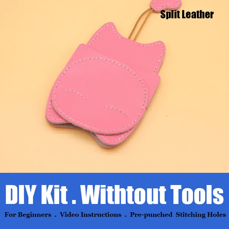 Cute DIY Leather Key Holder Kit DIY Eco Leather Project DIY Green Leather Womens KeyChain DIY Leather KeyRing Kit