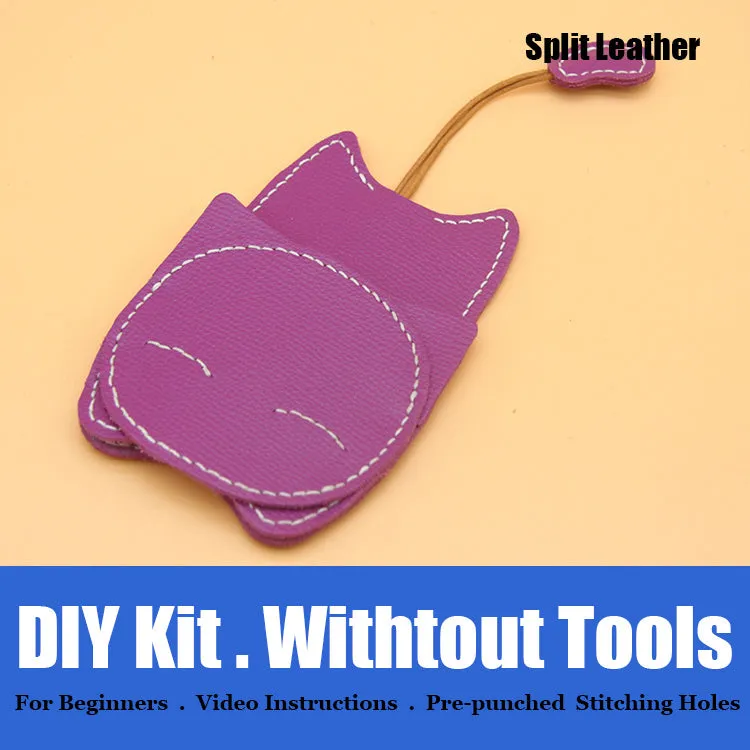 Cute DIY Leather Key Holder Kit DIY Eco Leather Project DIY Green Leather Womens KeyChain DIY Leather KeyRing Kit