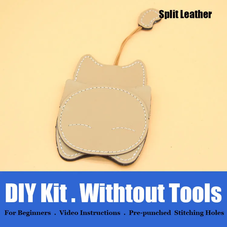 Cute DIY Leather Key Holder Kit DIY Eco Leather Project DIY Green Leather Womens KeyChain DIY Leather KeyRing Kit