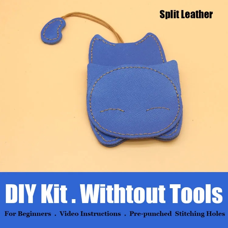 Cute DIY Leather Key Holder Kit DIY Eco Leather Project DIY Green Leather Womens KeyChain DIY Leather KeyRing Kit