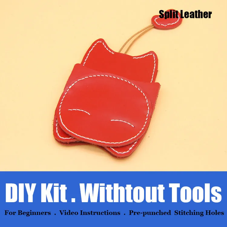 Cute DIY Leather Key Holder Kit DIY Eco Leather Project DIY Green Leather Womens KeyChain DIY Leather KeyRing Kit