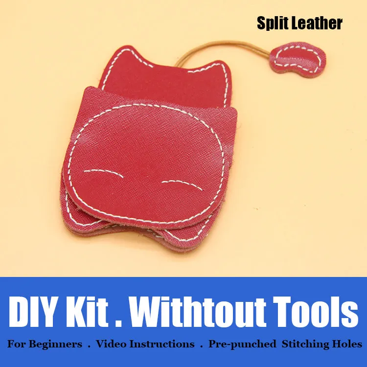 Cute DIY Leather Key Holder Kit DIY Eco Leather Project DIY Green Leather Womens KeyChain DIY Leather KeyRing Kit