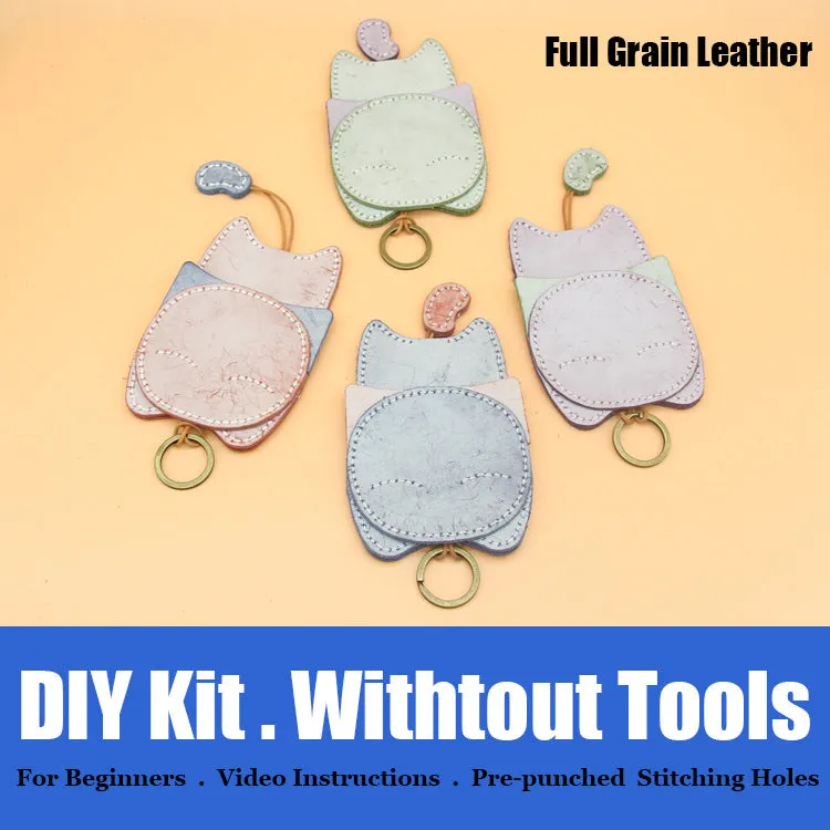 Cute DIY Leather Key Holder Kit DIY Waxed Leather Project DIY Leather Womens KeyChain DIY Leather KeyRing Kit