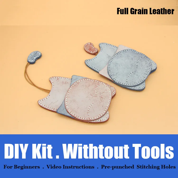 Cute DIY Leather Key Holder Kit DIY Waxed Leather Projects DIY Green Leather Womens KeyChain DIY Leather KeyRing Kit