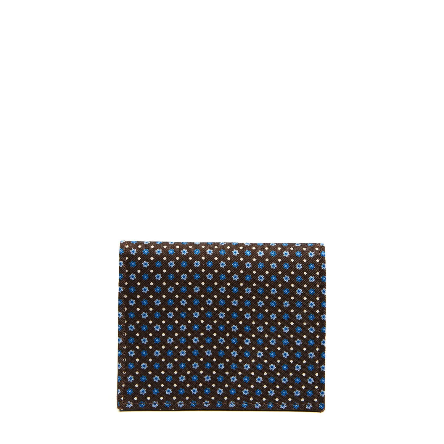 DARK BROWN SILK AND LEATHER FOLDING CARD HOLDER