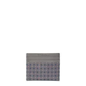 DARK GREY LEATHER AND SILK CREDIT CARD HOLDER
