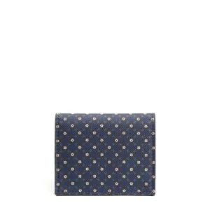 DARK GREY SILK AND LEATHER FOLDING CARD HOLDER