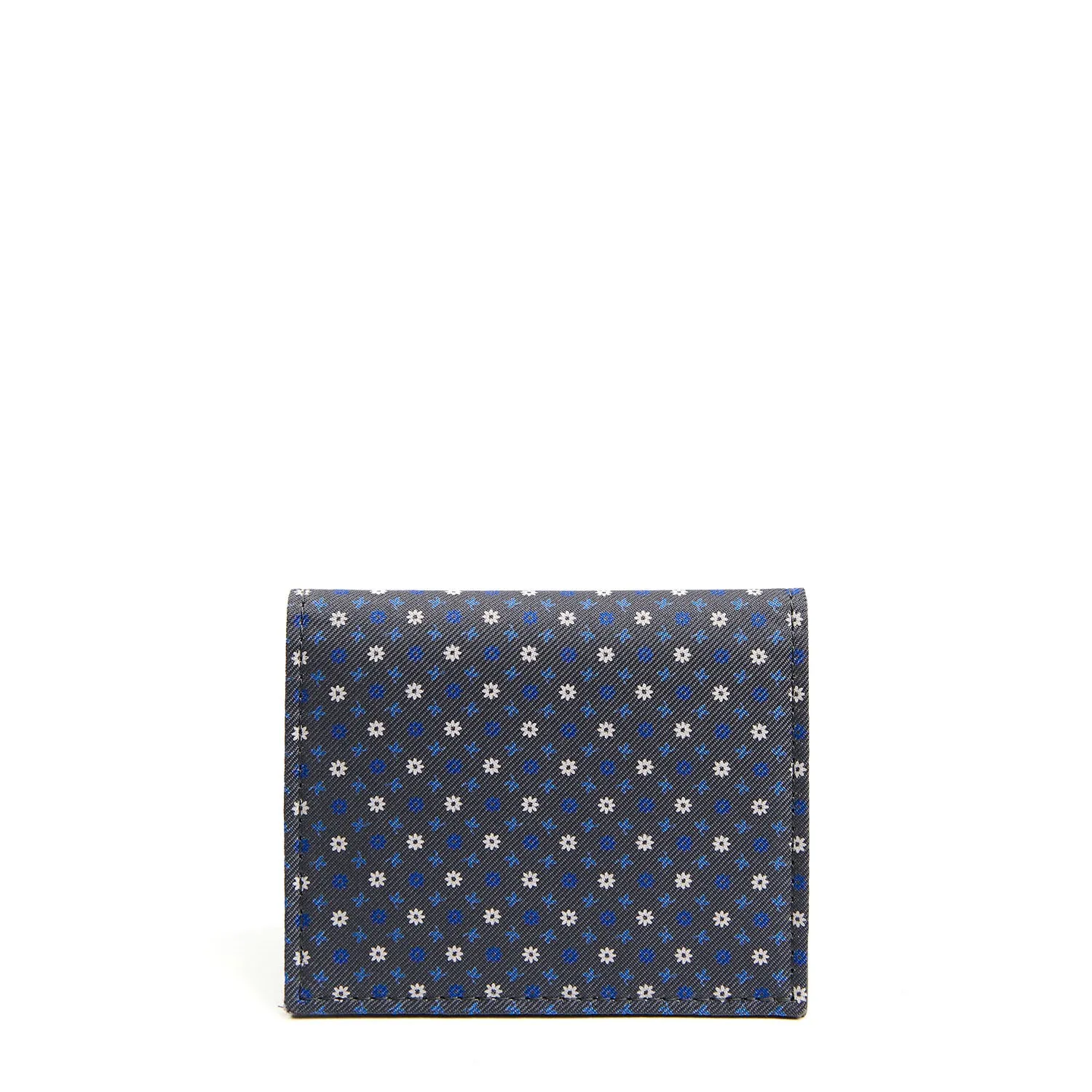 DARK GREY SILK AND LEATHER FOLDING CARD HOLDER