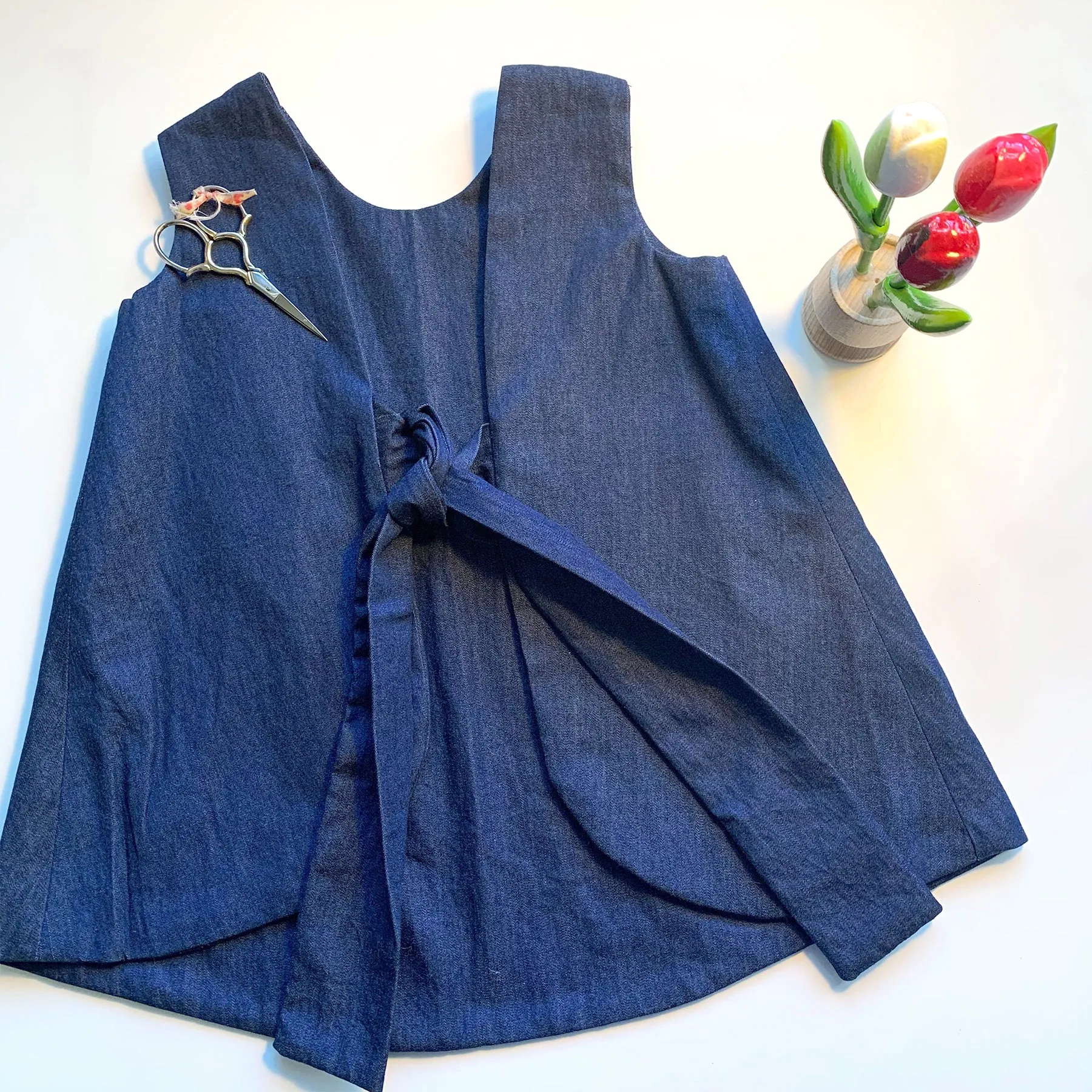 Denim Dress with Tie Back | Cherry