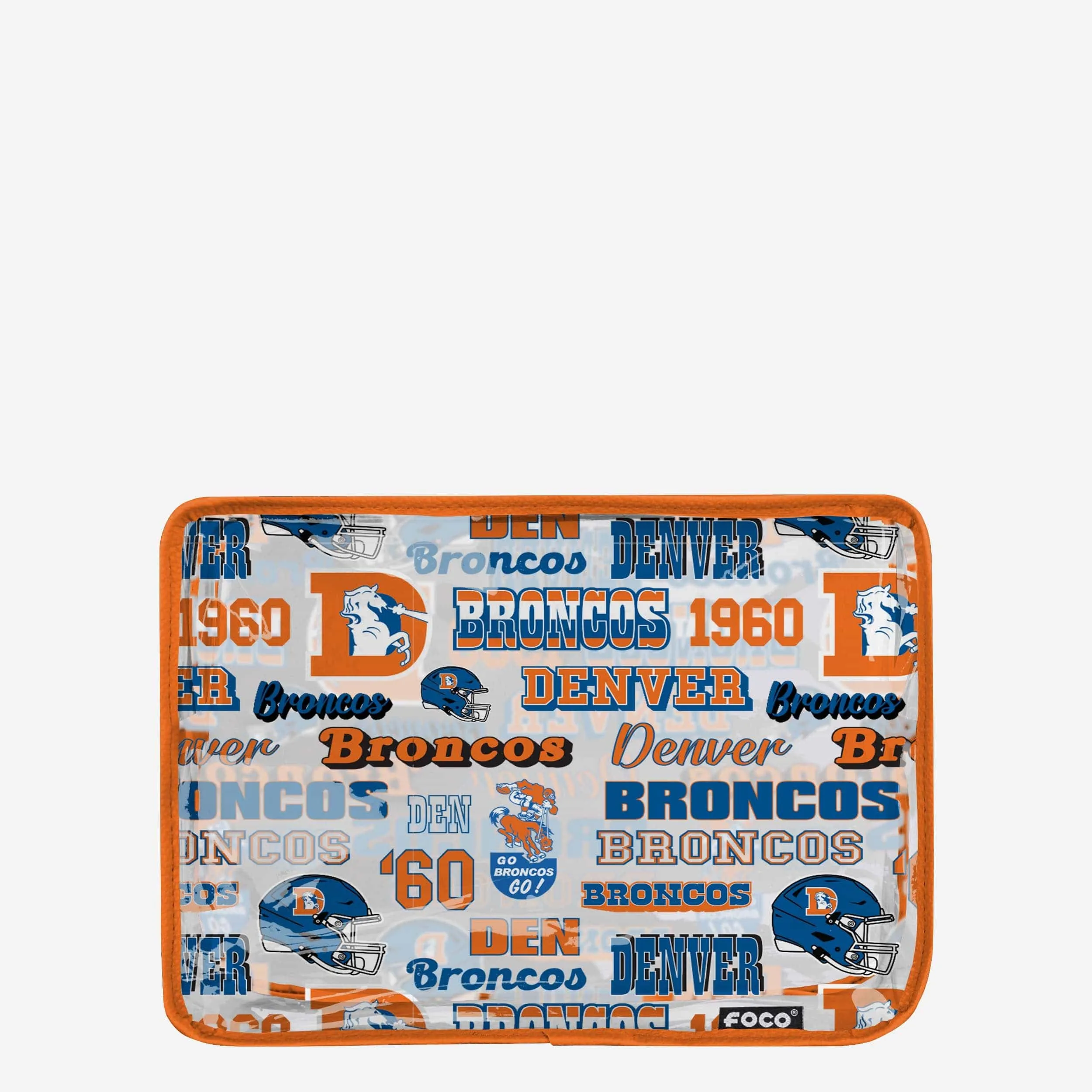 Denver Broncos Repeat Retro Print Clear Cosmetic Bag