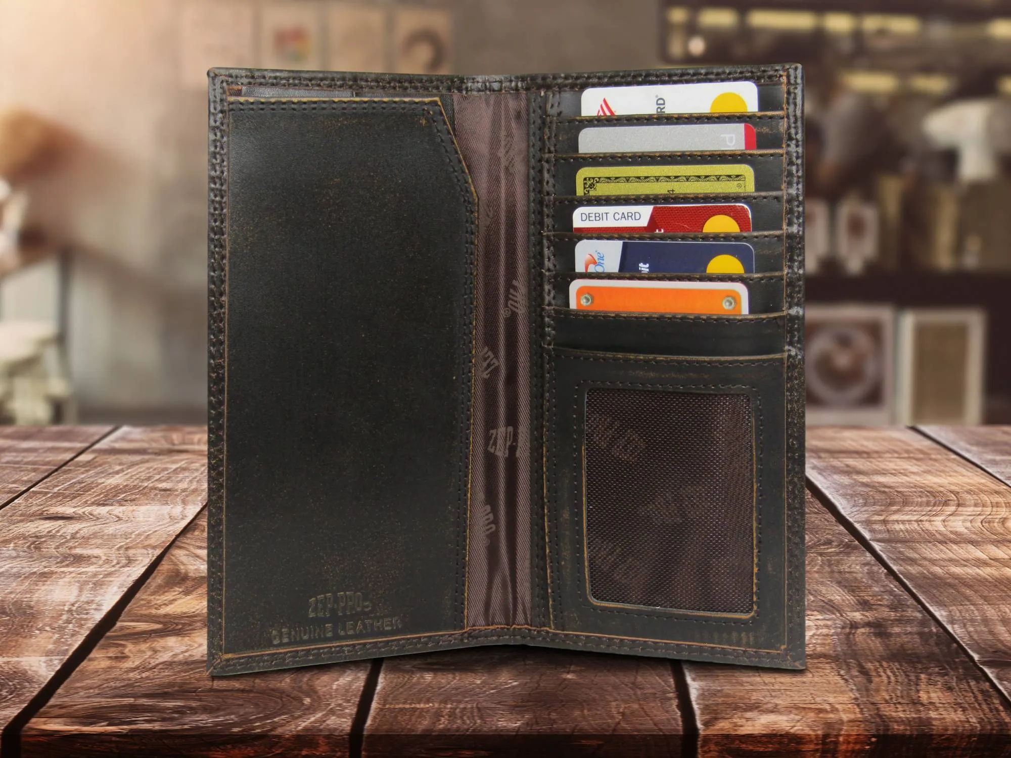 Dolphin Mahi-Mahi Burnished Leather Secretary Wallet